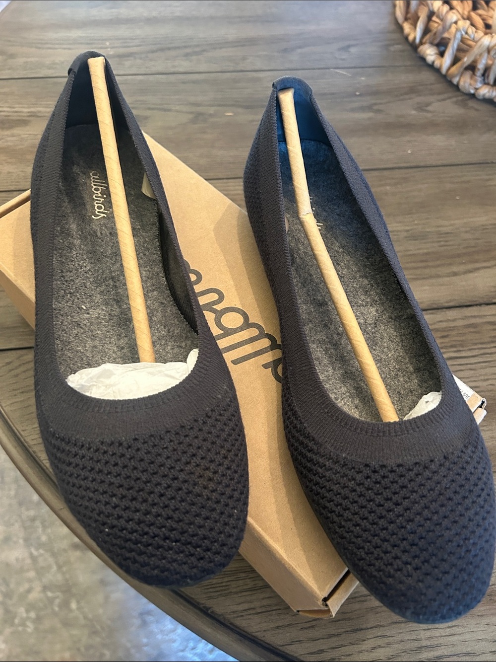 allbirds Black Knit Ballet Flats - Women's Slip-On Loafers